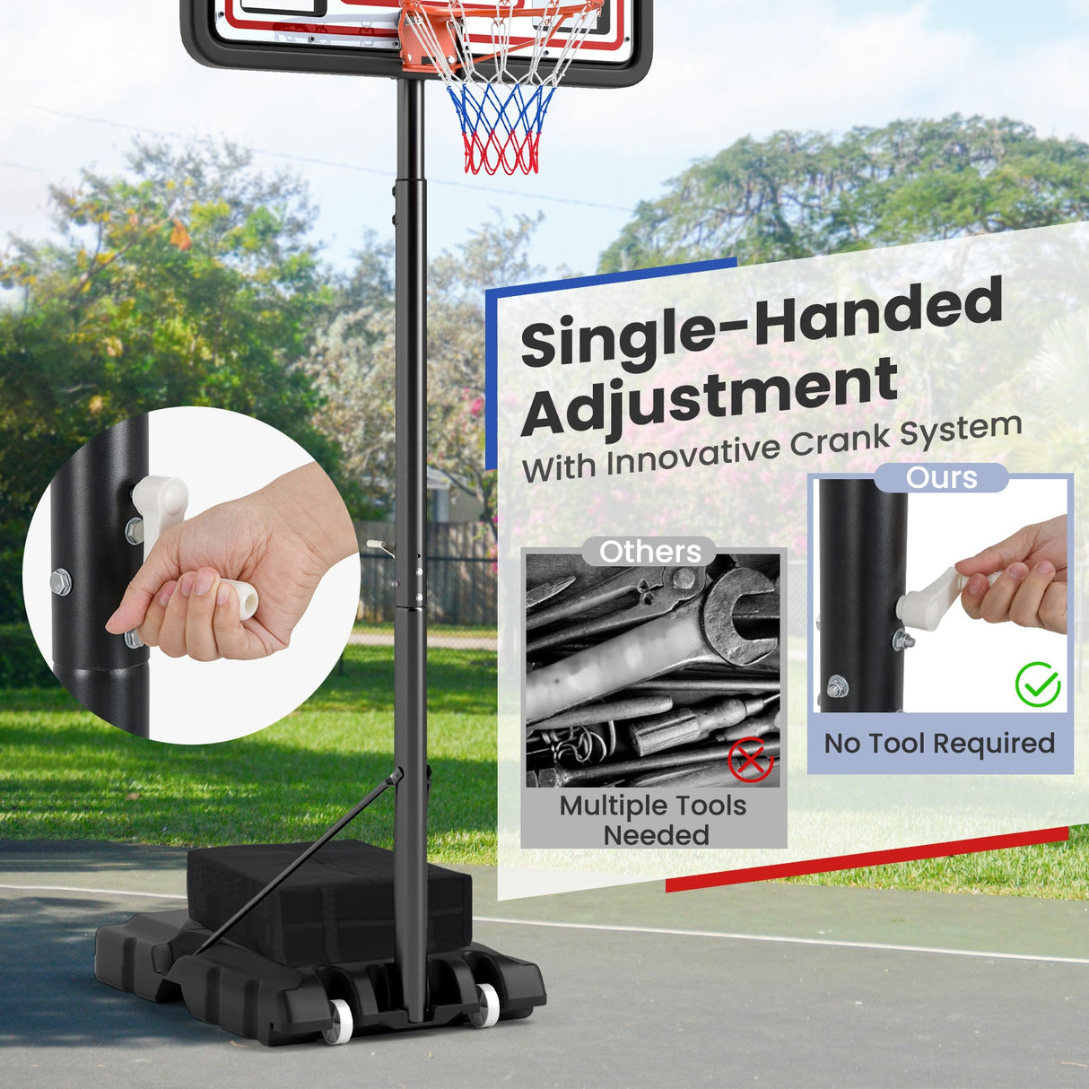 Canasta de baloncesto portátil ajustable Sistema de canasta de baloncesto