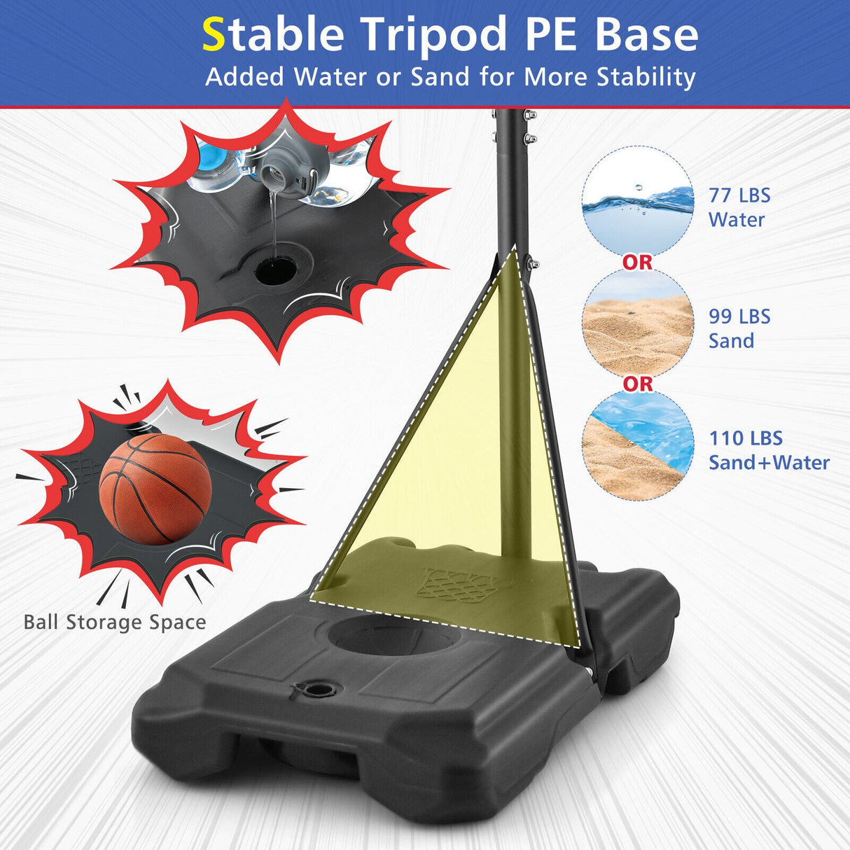 Soporte de canasta de baloncesto con altura ajustable de 1,5 a 2,1 metros