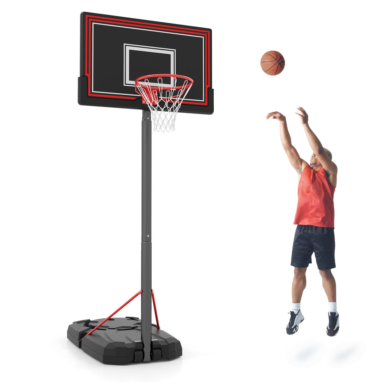Aro de Baloncesto Portátil con Altura Ajustable de 2.3 a 3 Metros