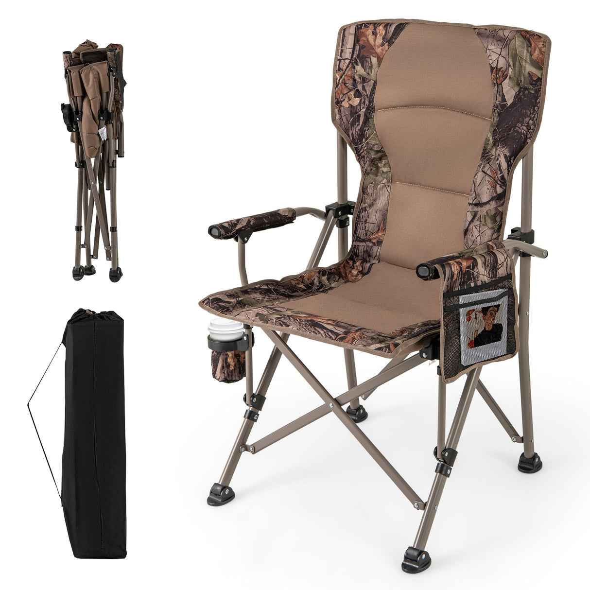 Silla de camping portátil con armazón metálico de 180 kg y patas antideslizantes