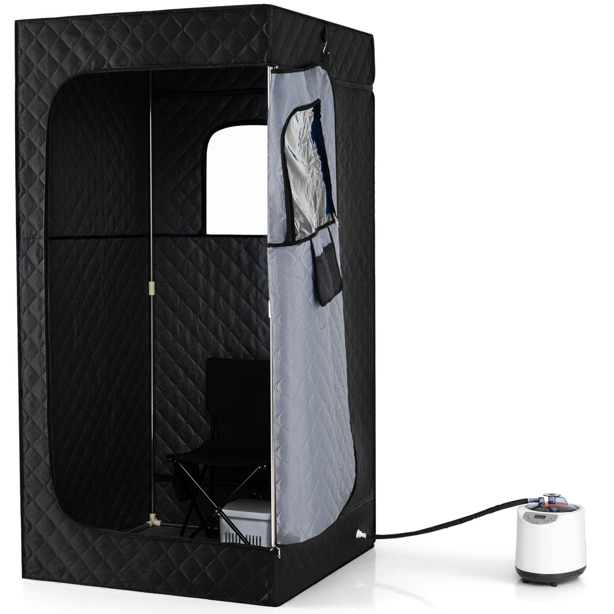 Caja de Sauna de Vapor Portátil con Vaporizador de Calentamiento Rápido de 3L/1200W y 15 Niveles de Temperatura