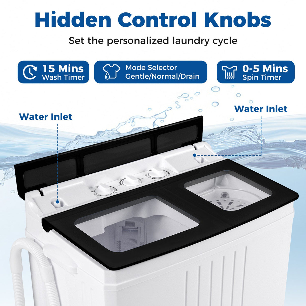 Lavadora portátil con combo de lavadora de 12 libras y centrifugadora de 8 libras para apartamentos