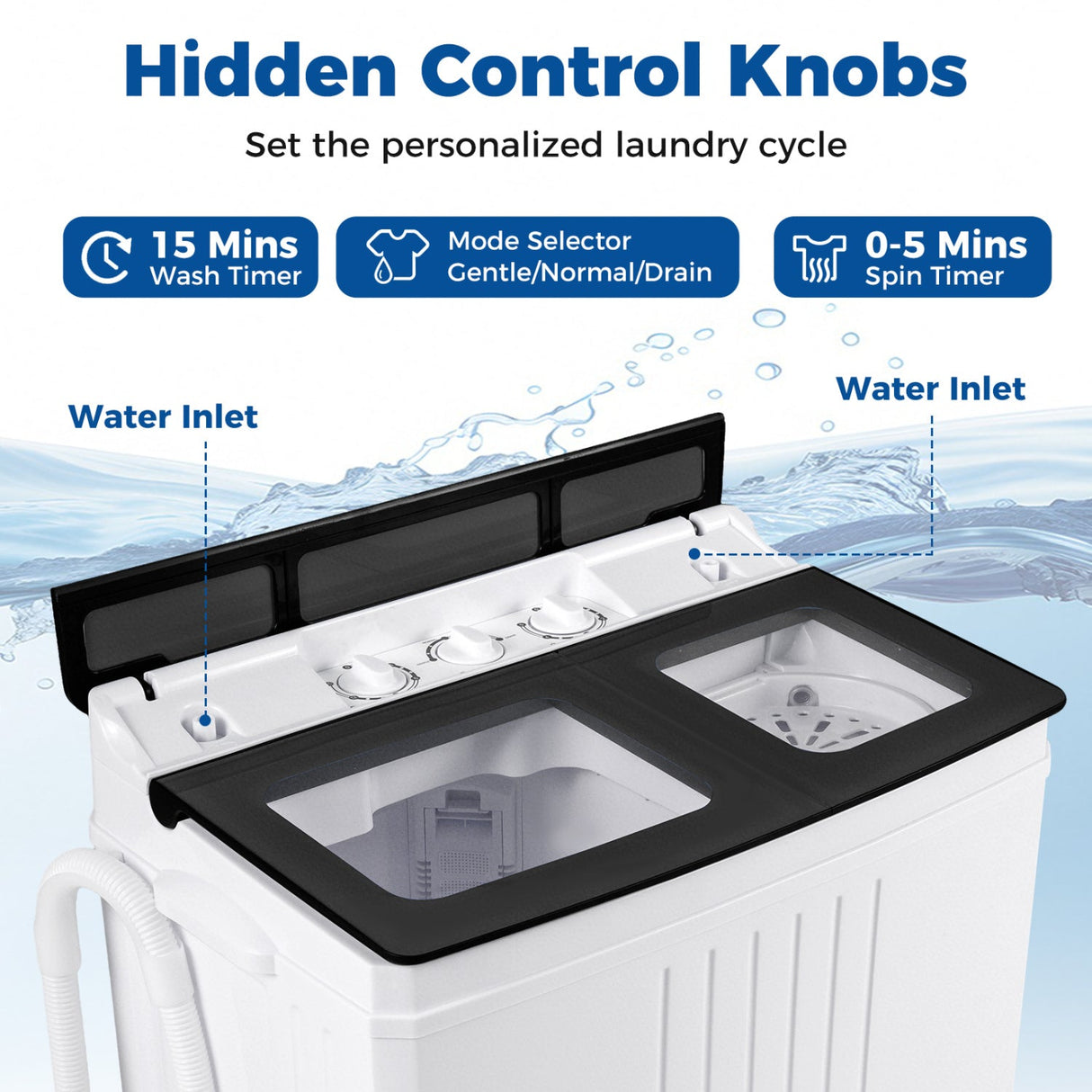 Lavadora portátil con combo de lavadora de 12 libras y centrifugadora de 8 libras para apartamentos