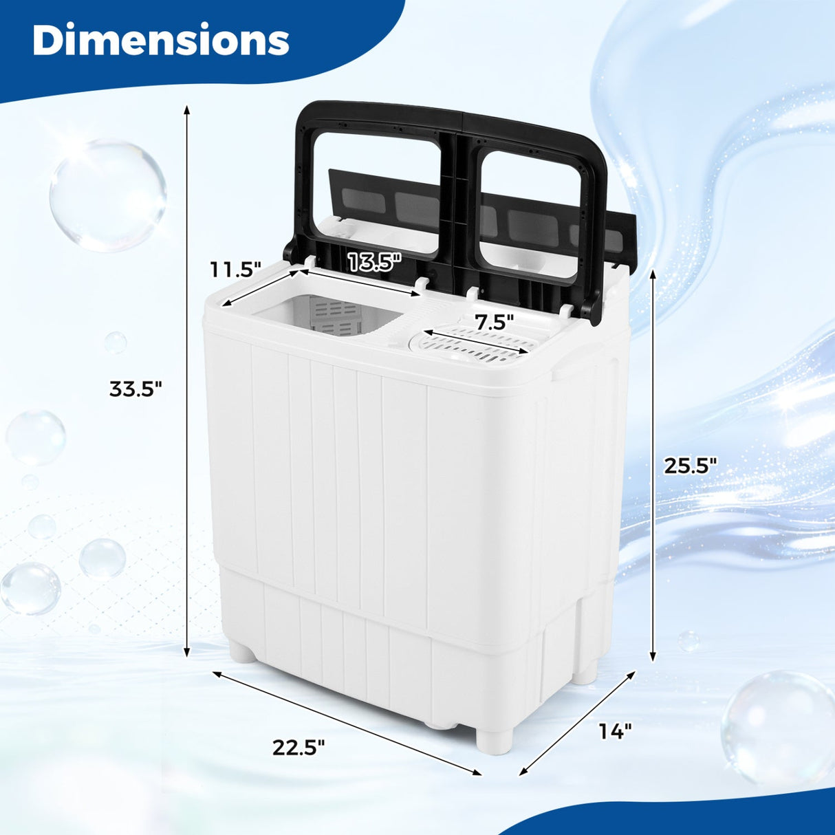 Lavadora portátil de 18 lb, minilavadora con lavadora de 11 lb