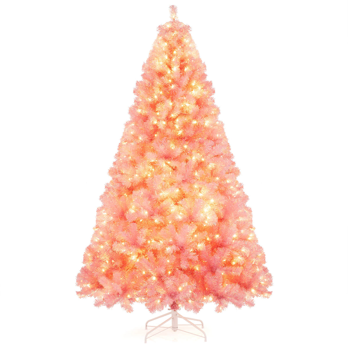 Árbol de Navidad Artificial de Tinsel Preiluminado con Abundantes Ramas Decoración Navideña