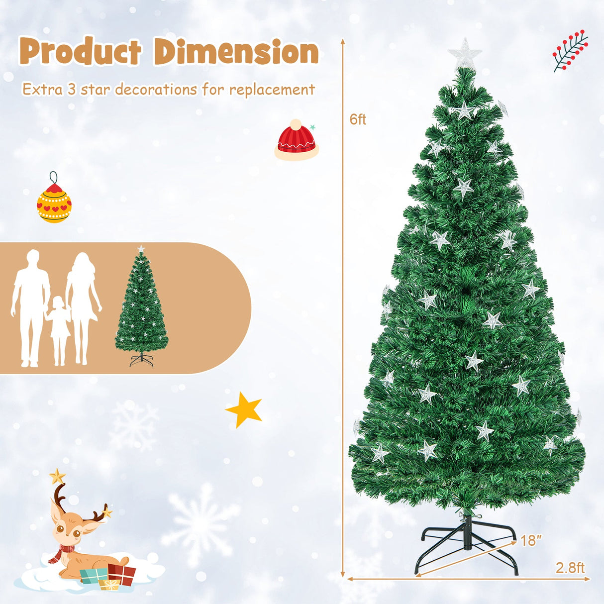 Prelit Fiber Optic Christmas Tree with Warm White Lights