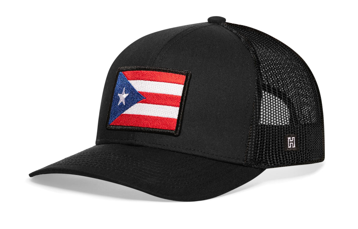 Puerto Rico Flag Trucker Hat | Black PR Snapback