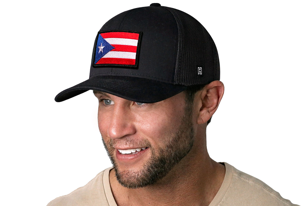Puerto Rico Flag Trucker Hat | Black PR Snapback