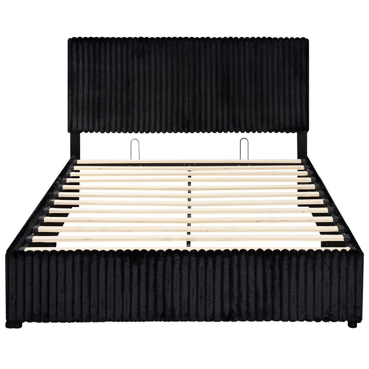Cama Queen Size con Almacenamiento Elevable y Somier de Láminas de Madera