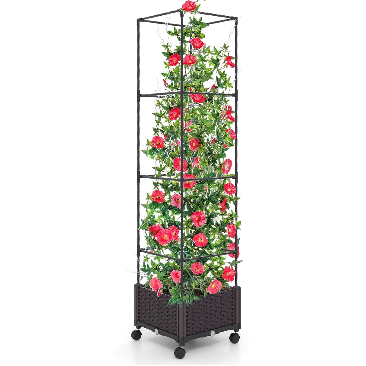 Huerto elevado de 67 pulgadas con jardinera y enrejado