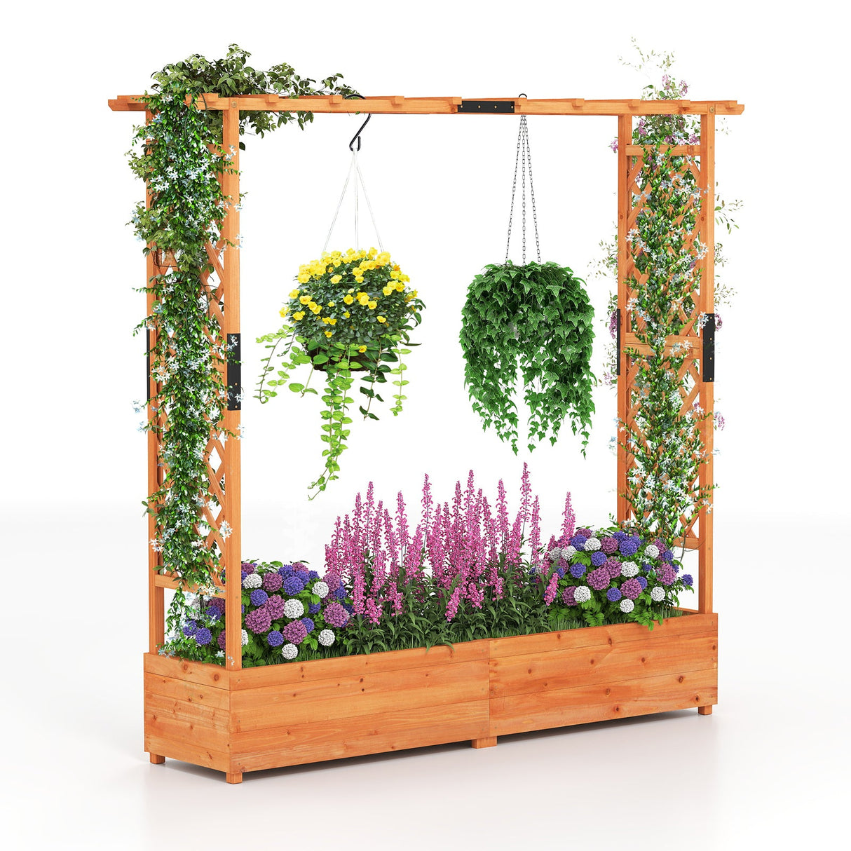 Jardinera elevada con enrejado arqueado y techo colgante - Naranja