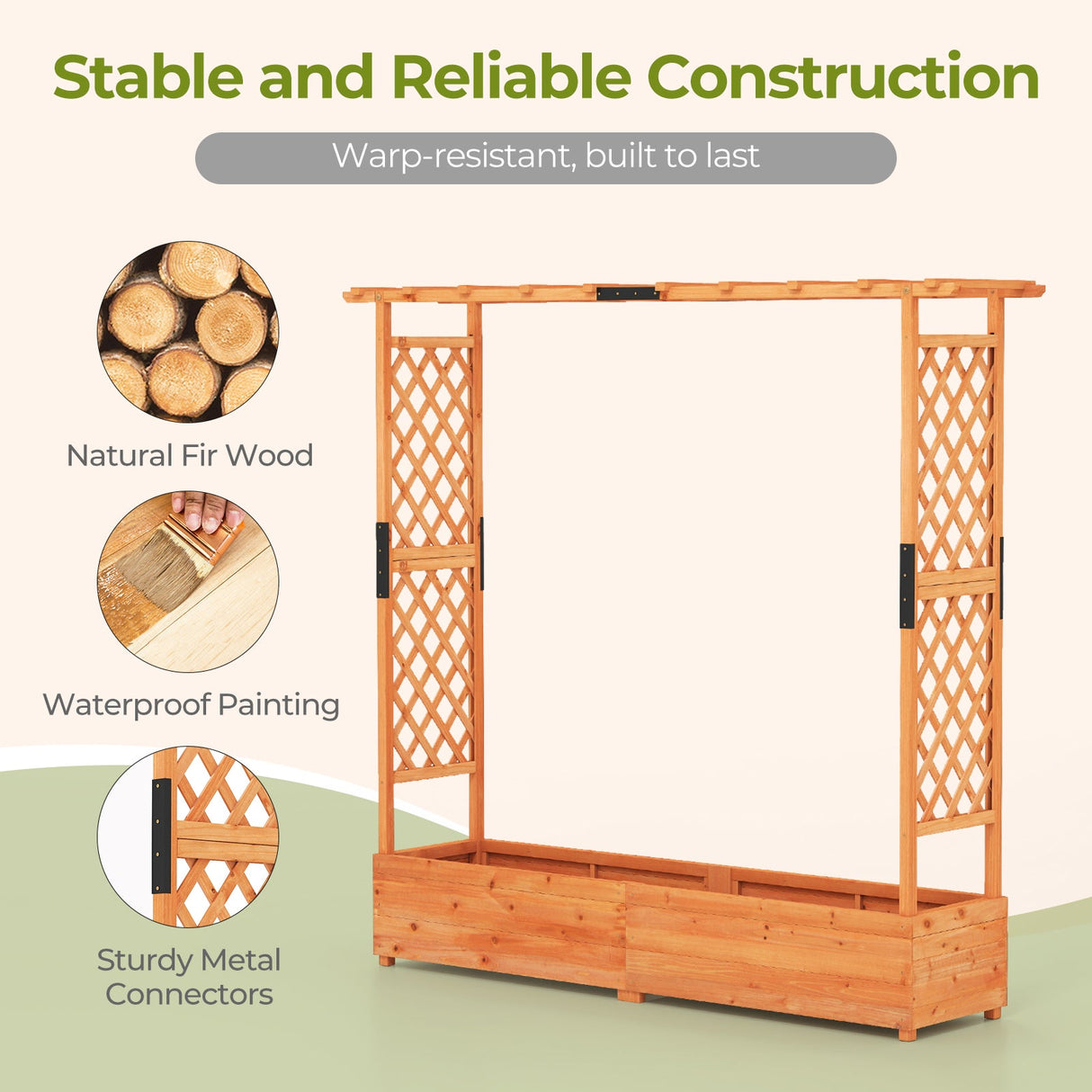 Jardinera elevada con enrejado arqueado y techo colgante - Naranja