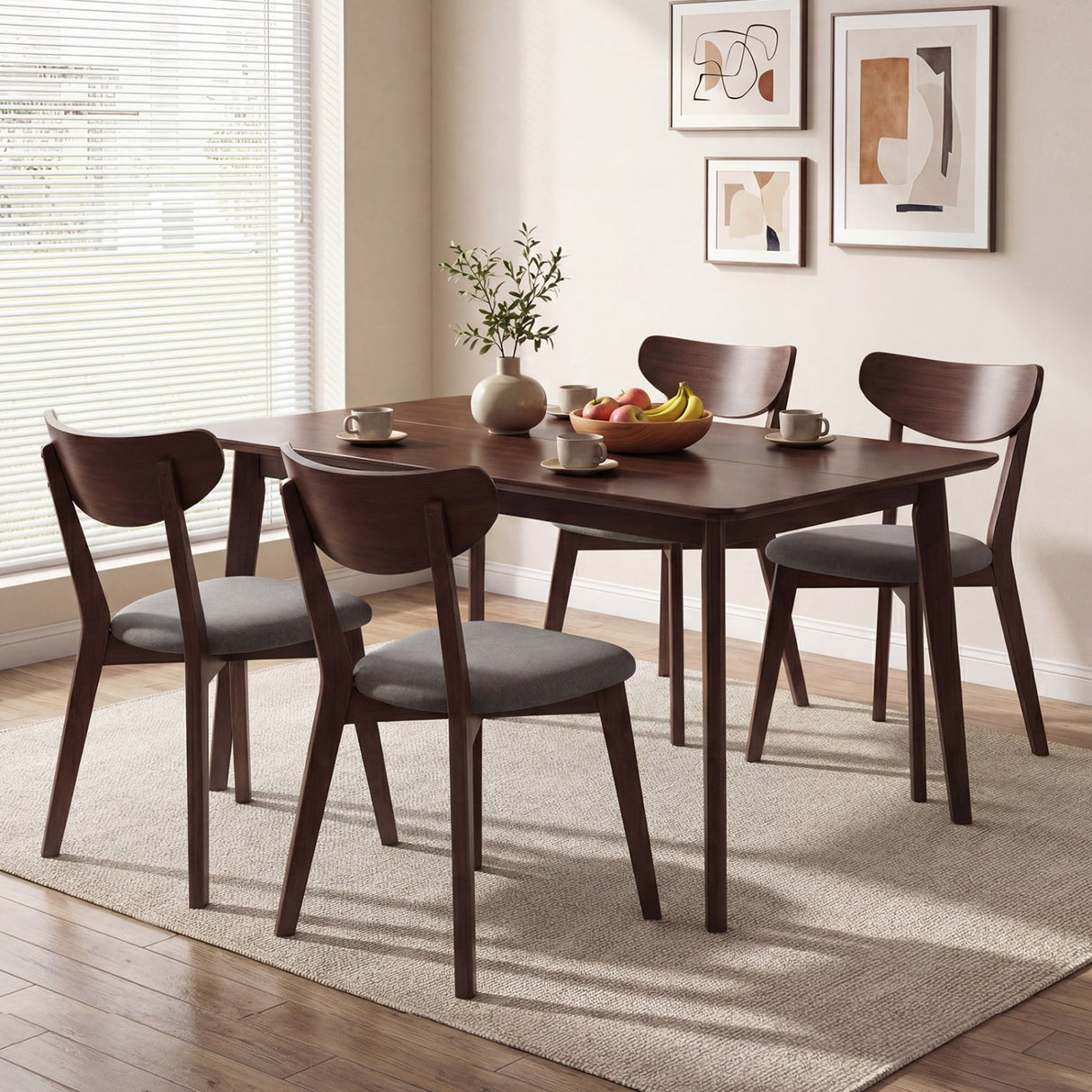 Rectangle Dining Table for 4-6 People 47" Kitchen Table-Walnut