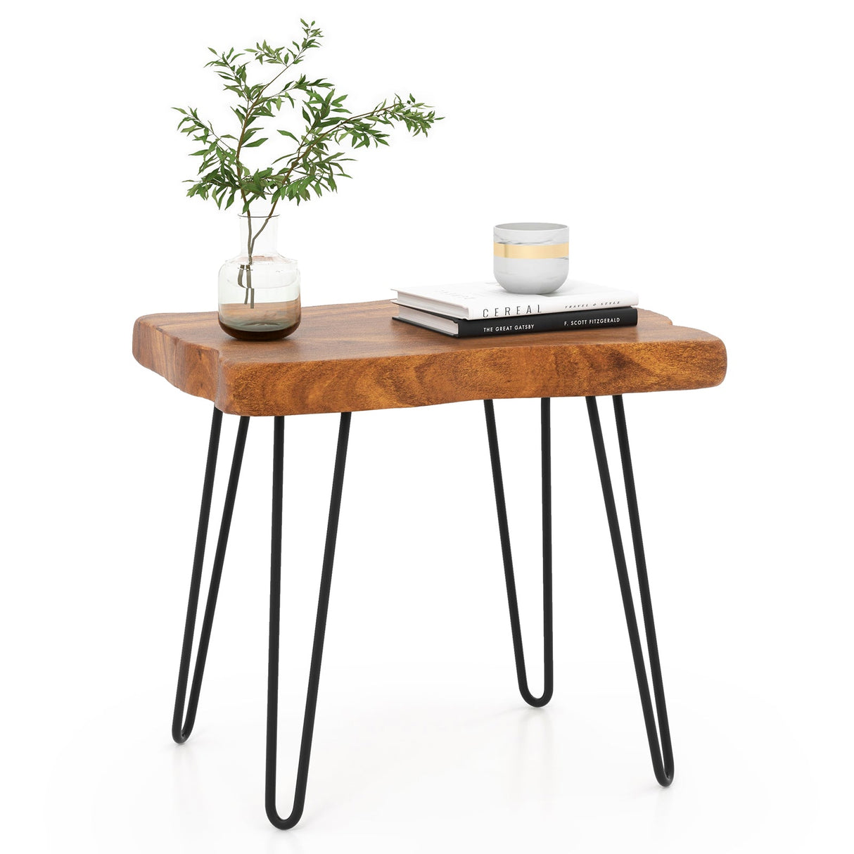 Mesa auxiliar rectangular de teca de Indonesia reciclada y recuperada