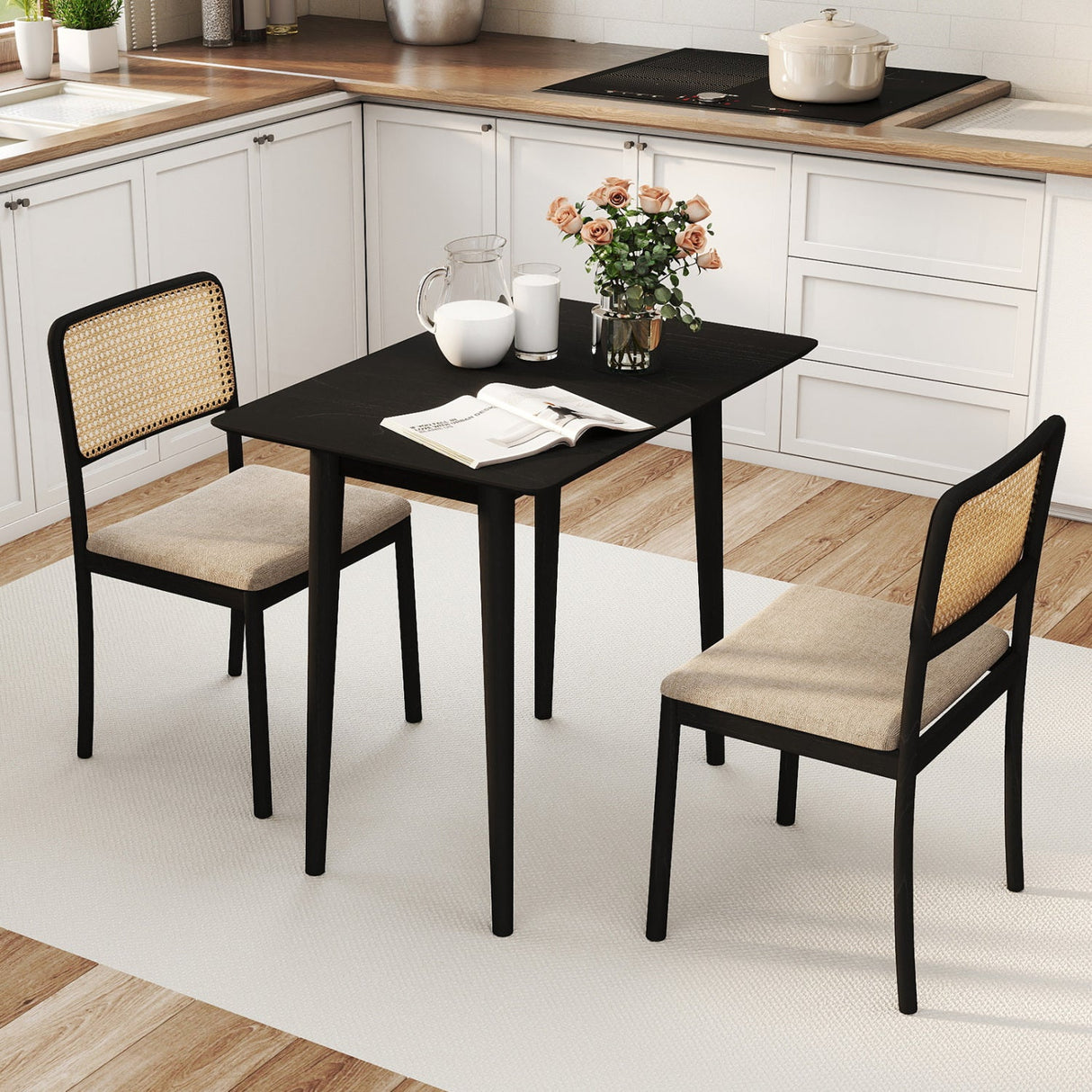 Mesa de comedor rectangular de madera para 2-4 personas, mesa de cocina rústica de madera maciza de 34 pulgadas