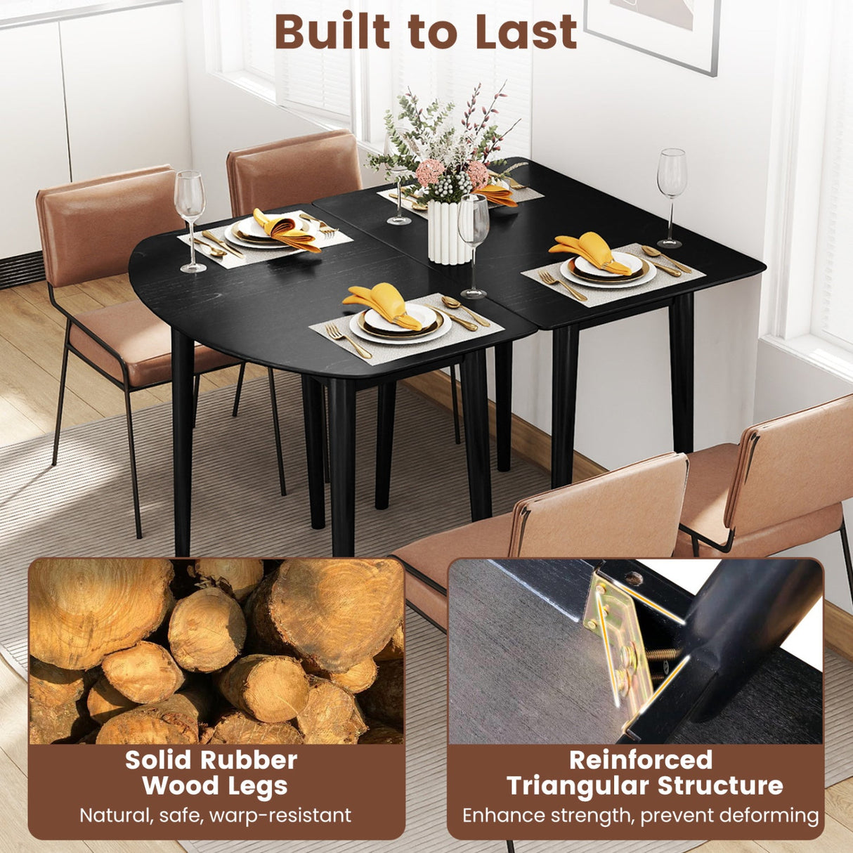 Mesa de comedor rectangular de madera para 2-4 personas, mesa de cocina rústica de madera maciza de 34 pulgadas