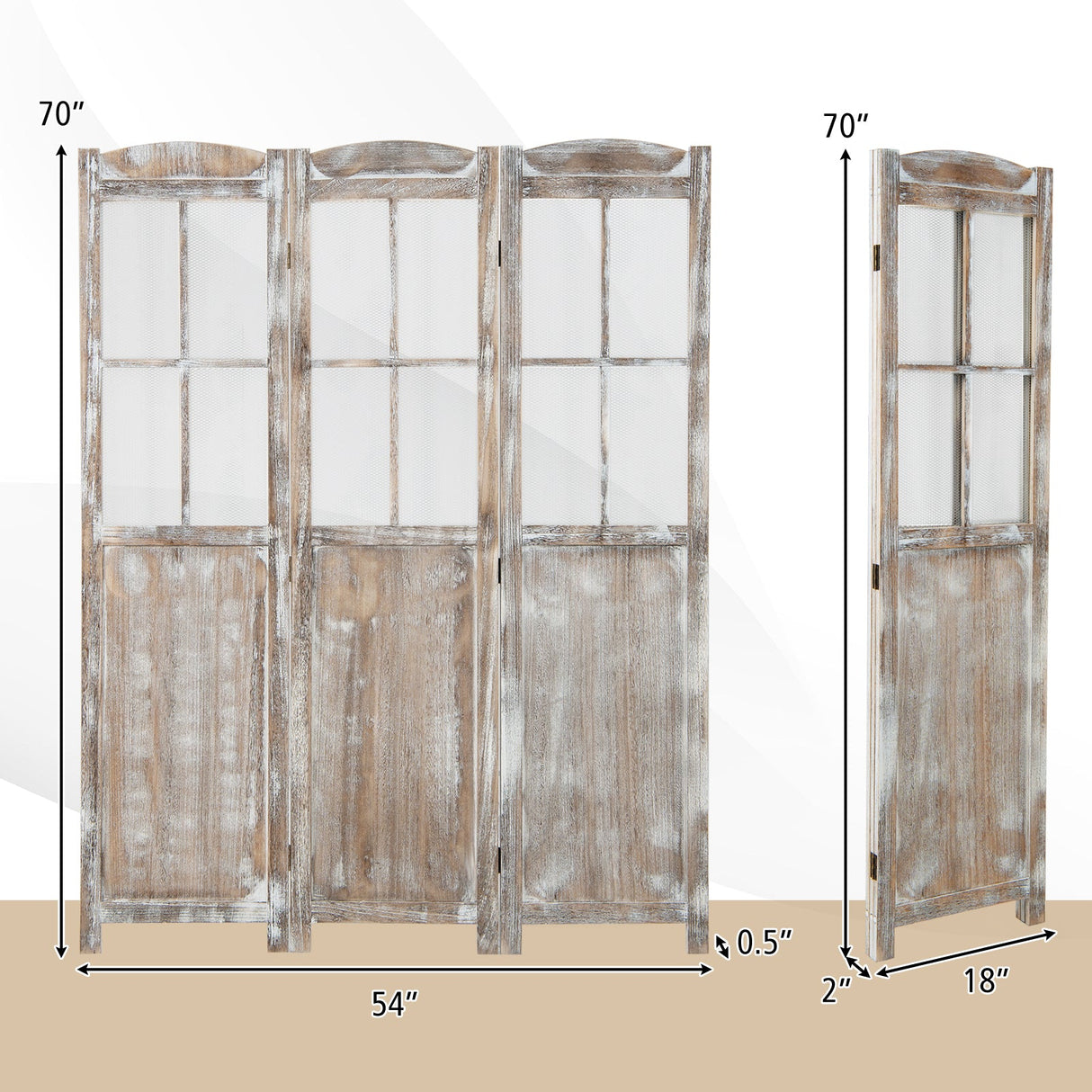 Biombo plegable de 6 pies-Café
