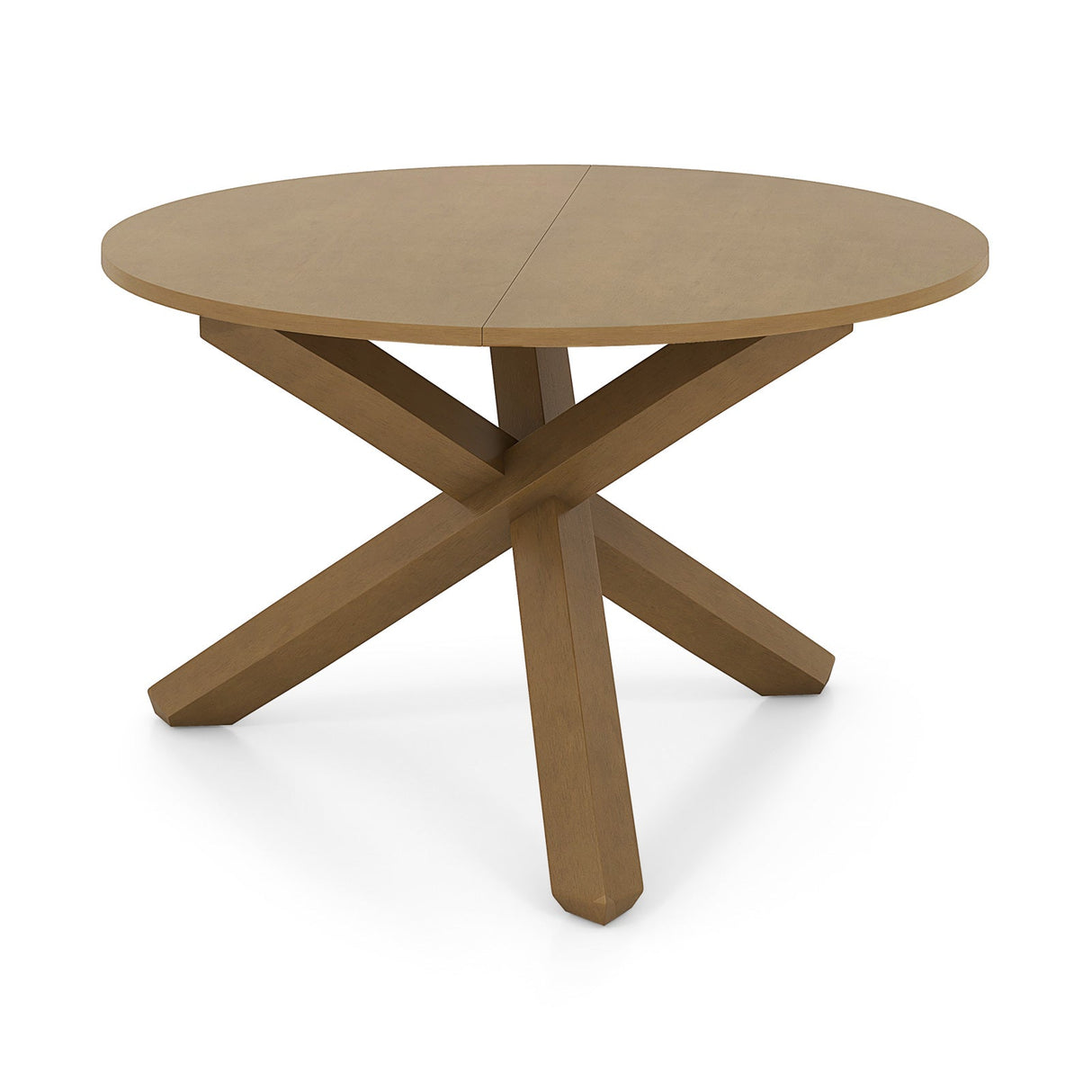 Mesa de comedor redonda de 47 pulgadas con patas de madera maciza de acacia para 4-6 personas-Natural