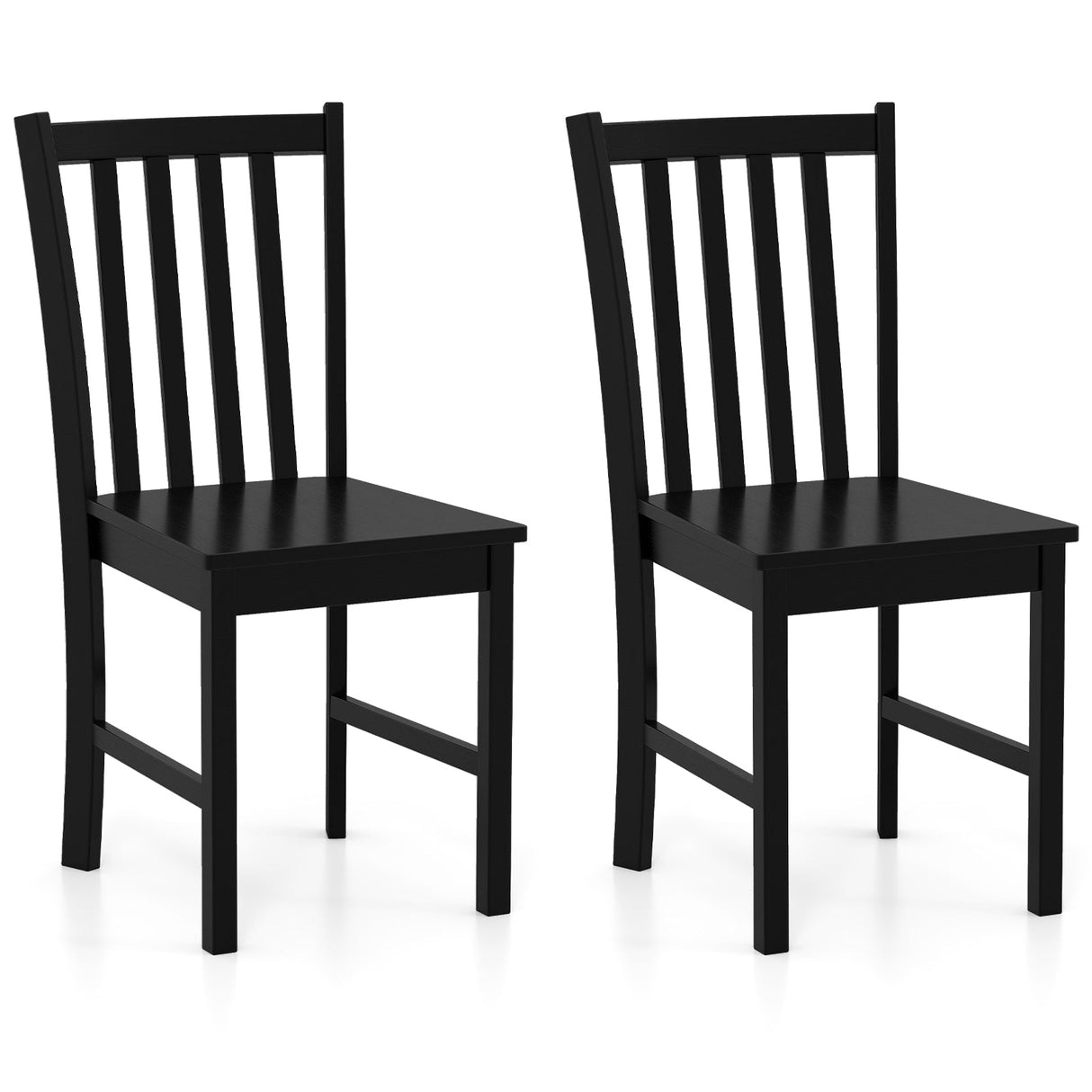 Juego de 2 sillas de comedor rústicas de madera para cocina con respaldo inclinado de listones