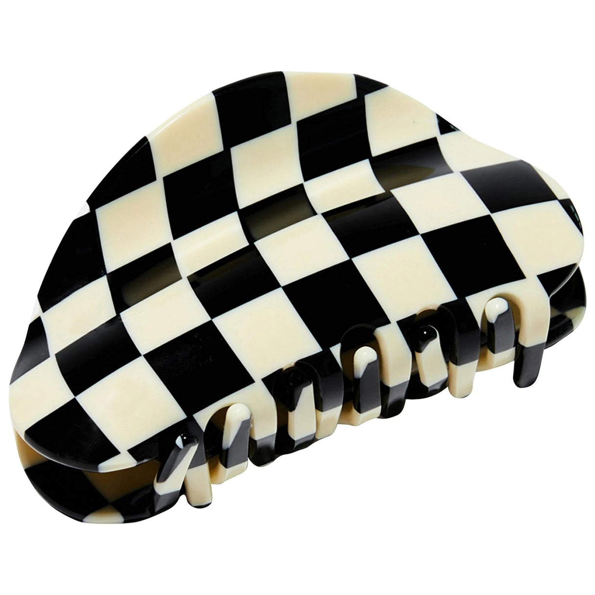Chunks Medium Checker Hair Claw Clip: Secure Hold, Bold Style, Sustainable Acetate - Black & White Hair Accessories