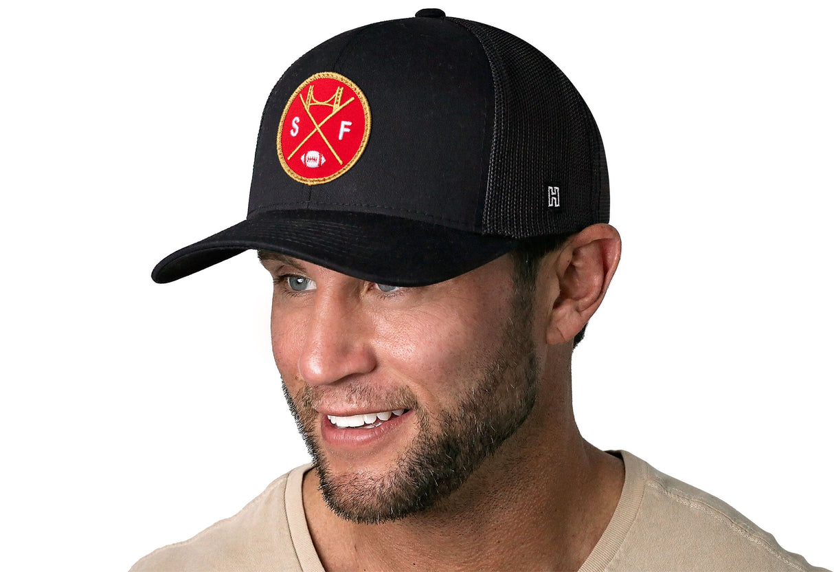 San Francisco Trucker Hat | Black SF X Football Snapback