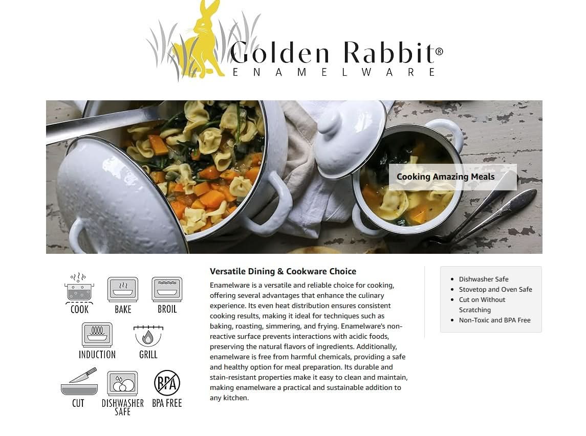 Golden Rabbit Enamelware Mixing Bowls Set of 3 (Modern Monet)