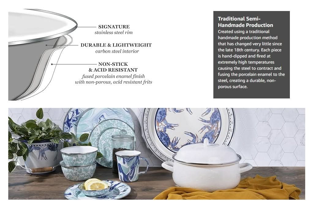 Golden Rabbit Enamelware Mixing Bowls Set of 3 (Modern Monet)