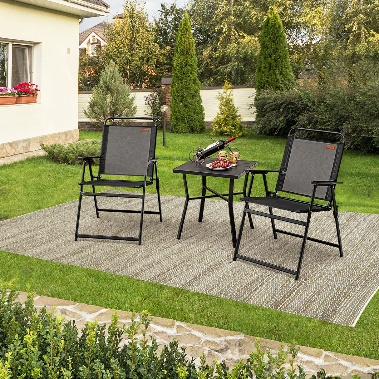 Juego de 2/4/6 sillas plegables de exterior con asiento transpirable