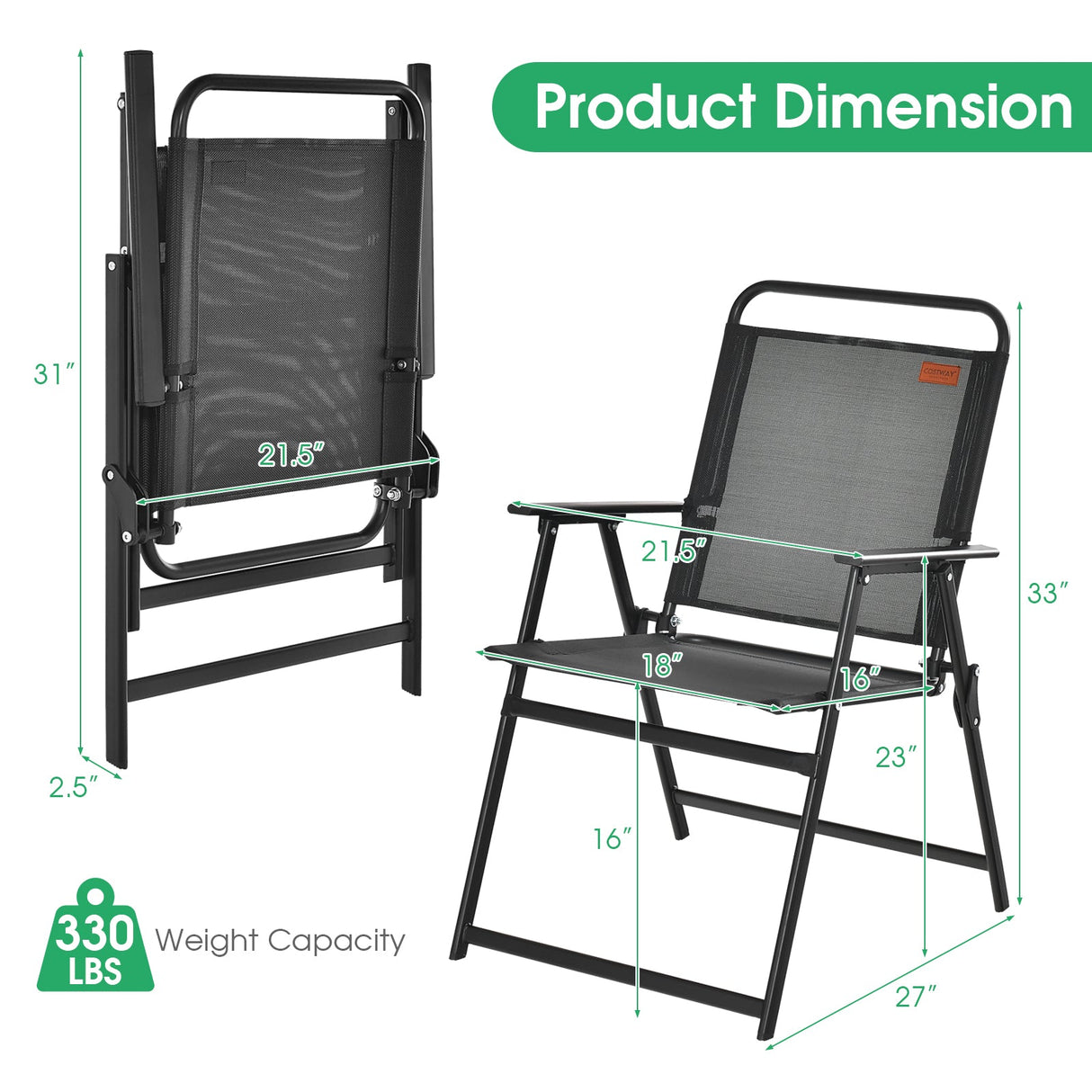 Juego de 2/4/6 sillas plegables de exterior con asiento transpirable