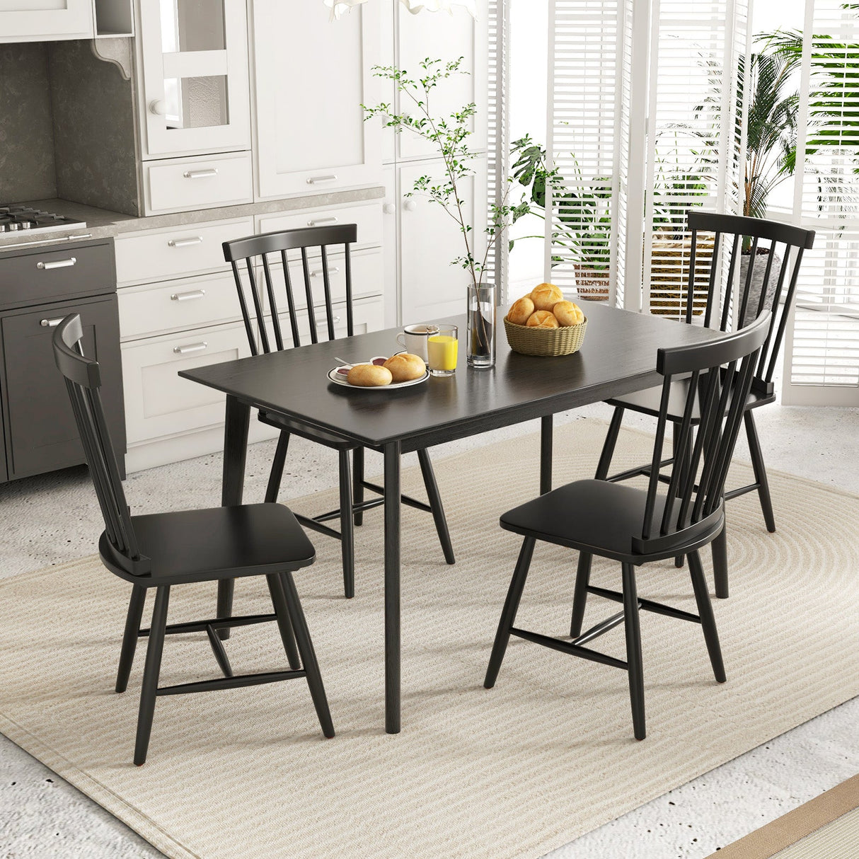 Juego de 2 sillas de comedor Windsor con respaldo alto de huso