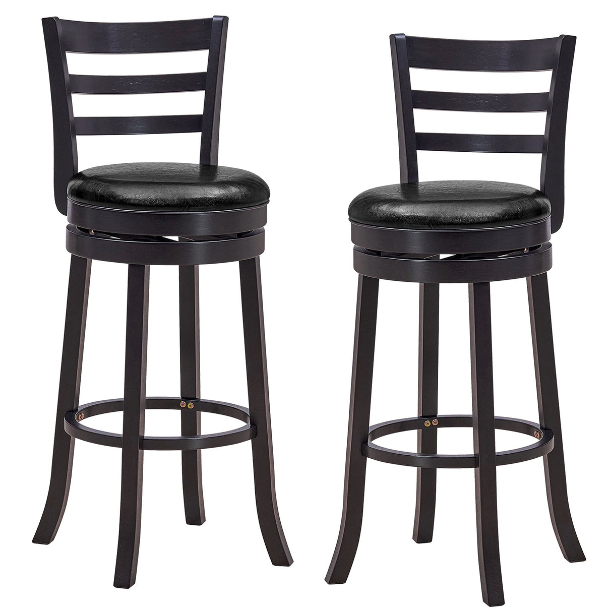 Juego de 2 Taburetes de Bar Giratorios con Asientos Tapizados en PU para Cocina