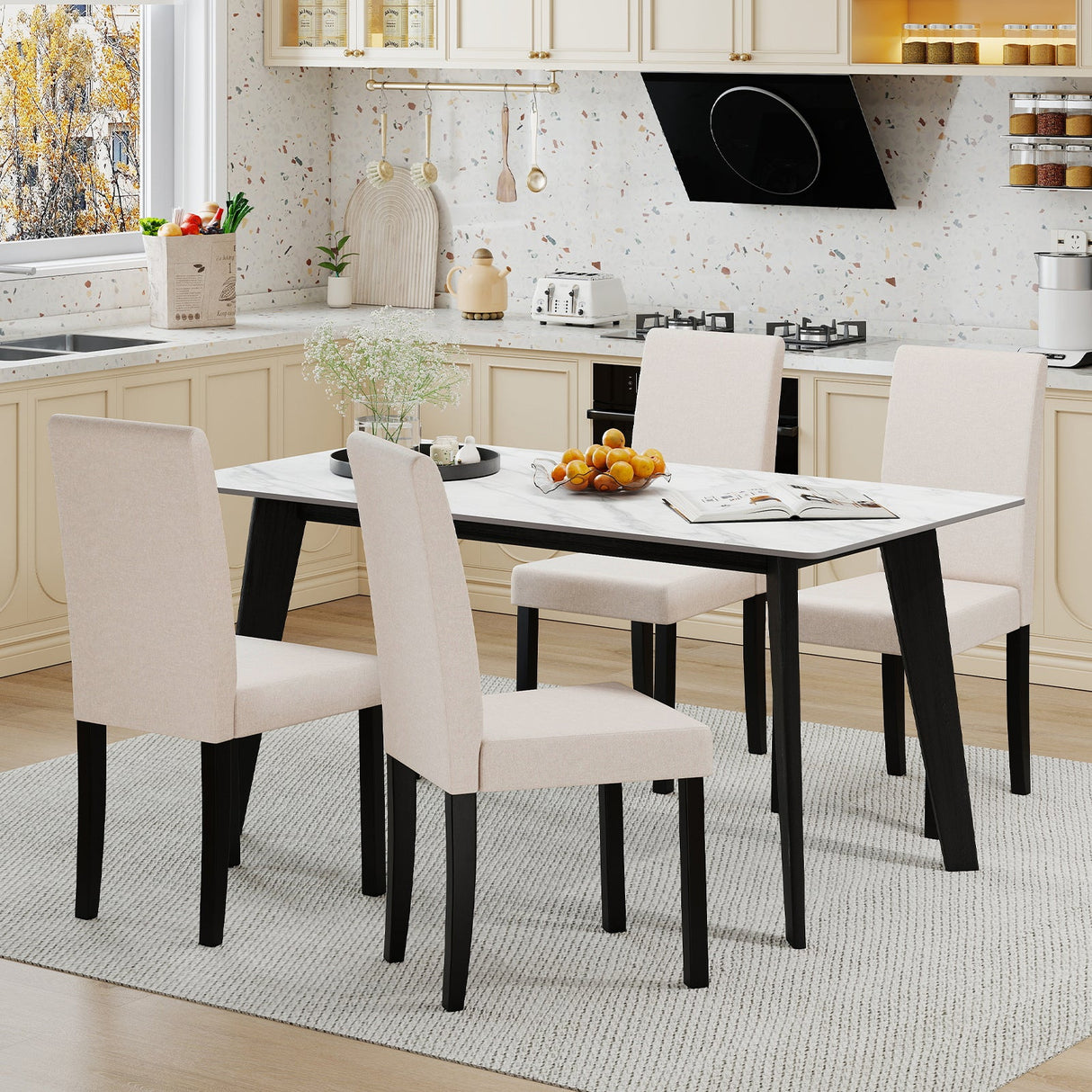 Juego de 2 sillas de comedor Parsons tapizadas en tela, estilo moderno de mediados de siglo