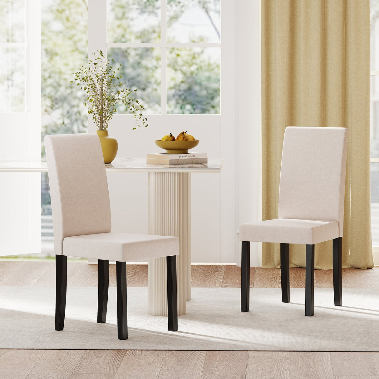 Juego de 2 sillas de comedor Parsons tapizadas en tela, estilo moderno de mediados de siglo