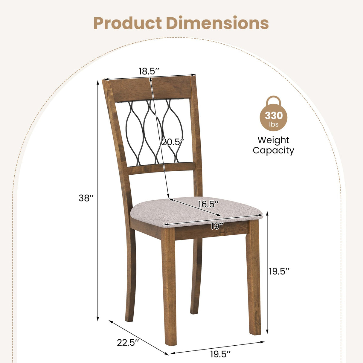 Juego de 2 sillas de comedor tapizadas en tela/polipiel con asiento acolchado