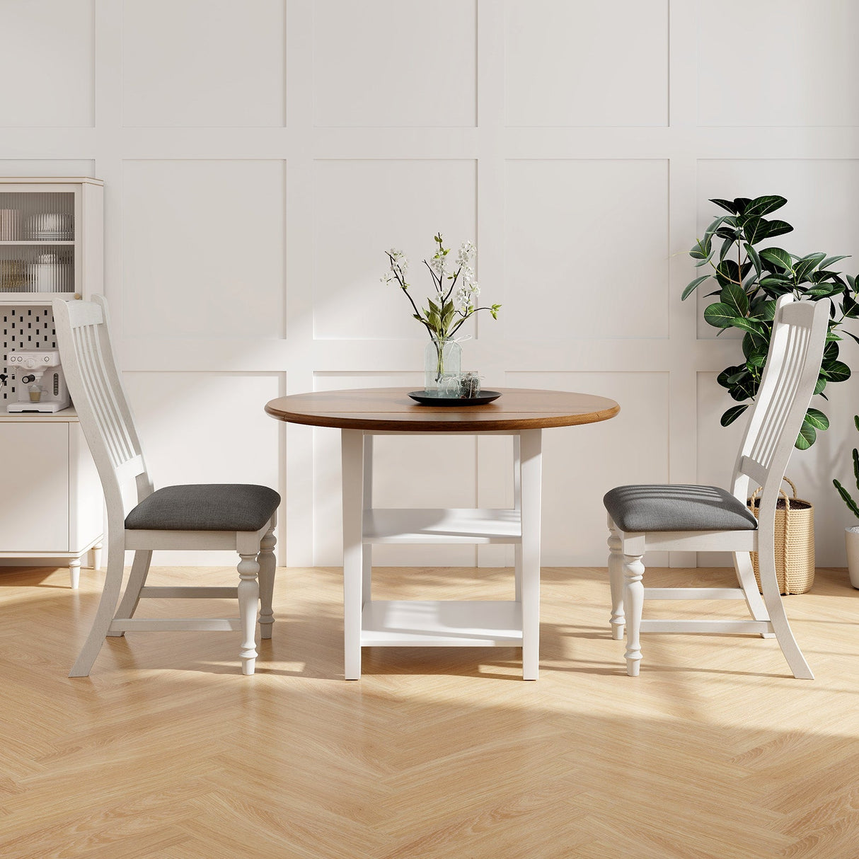 Set of 2 Dining Chairs Kitchen Side Chair with Solid Wood Legs
