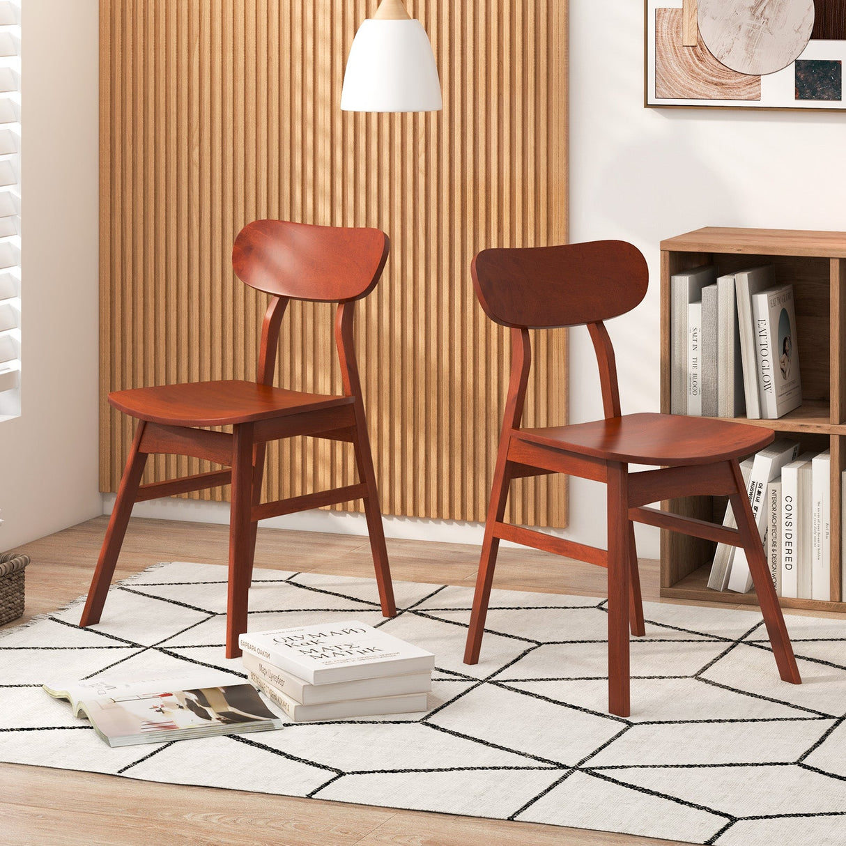 Juego de 2 sillas de comedor modernas con respaldo y asiento curvos