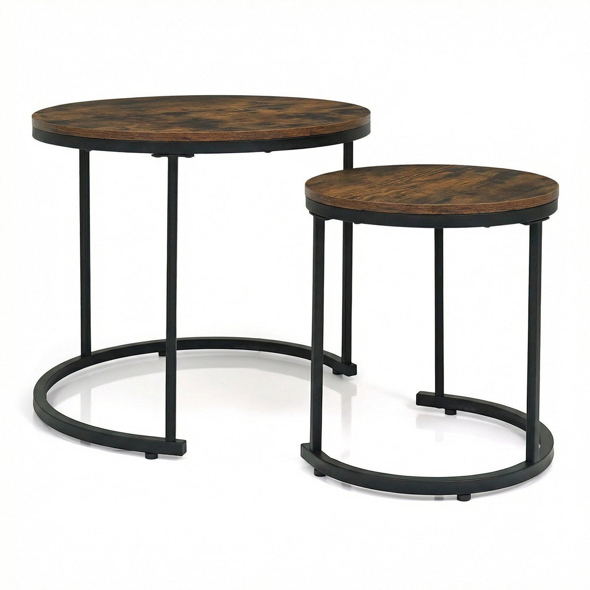 Set of 2 Modern Round Stacking Nesting Coffee Tables for Living Room