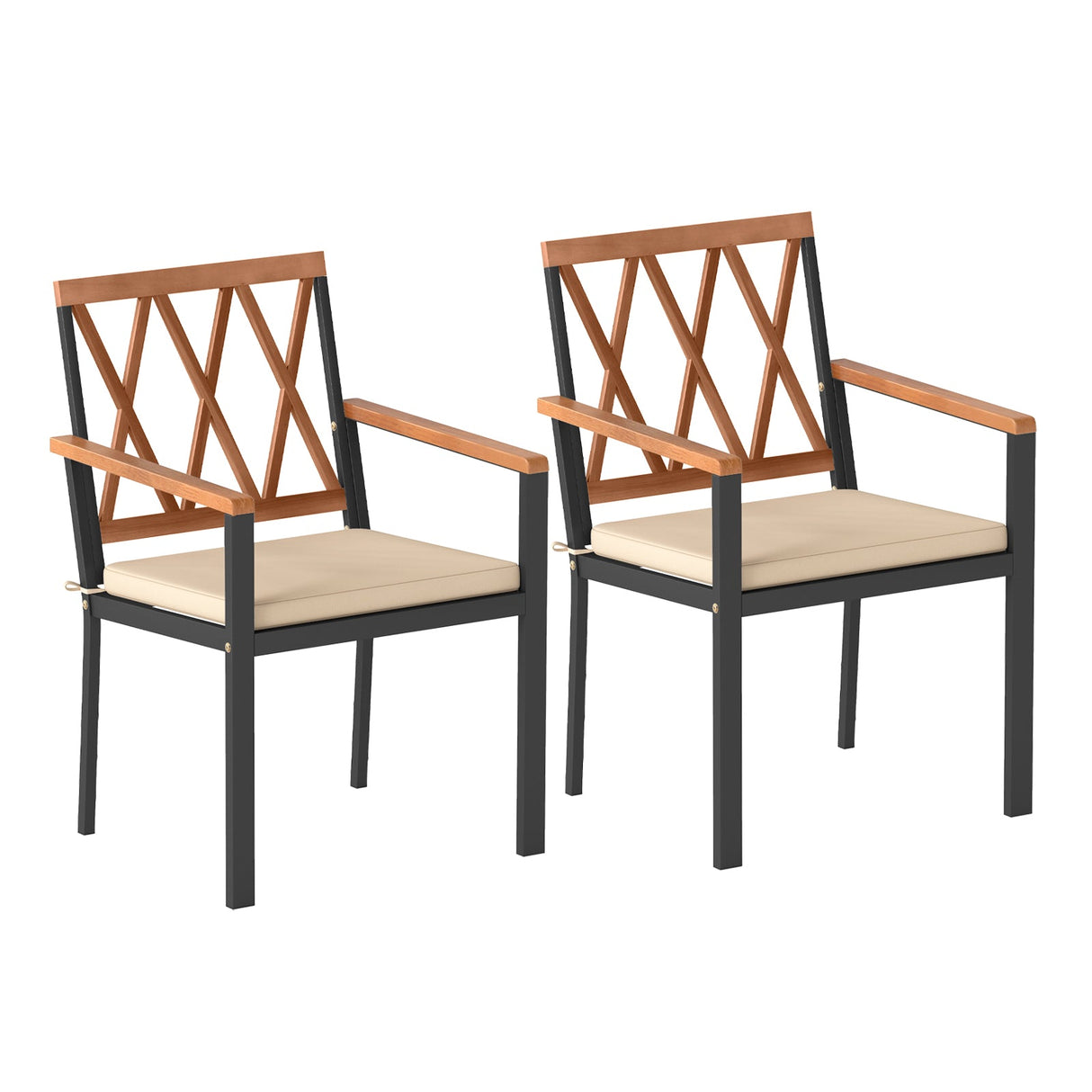 Juego de 2 sillas de comedor para patio con cojines acolchados extraíbles