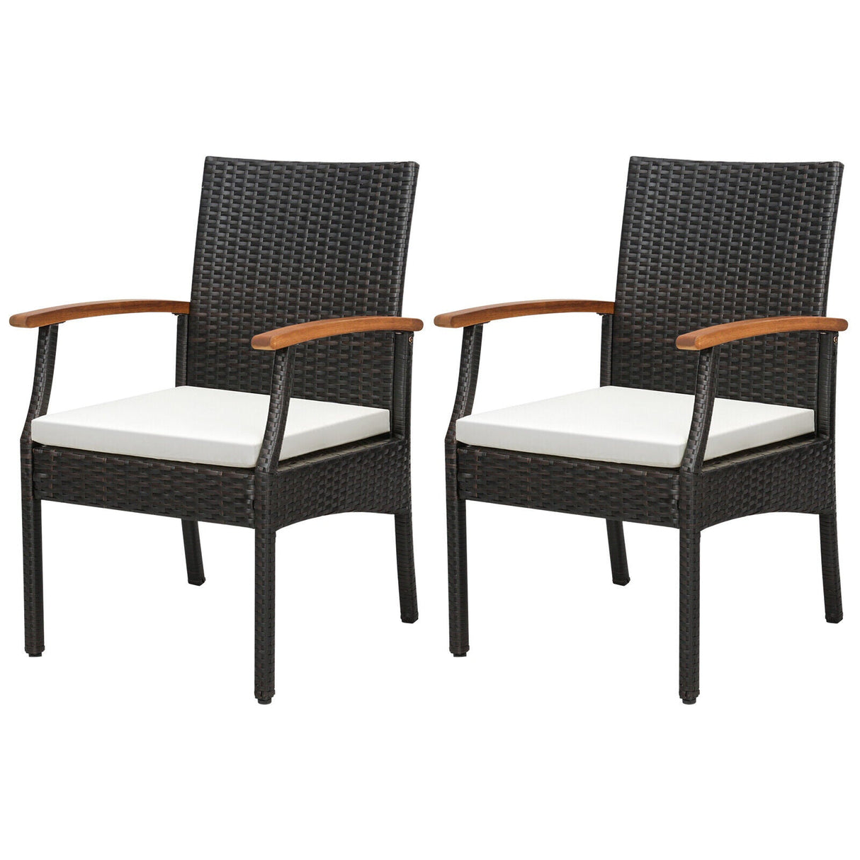 Patio Wicker Chair Set of 2/4 with Soft Zippered Cushion