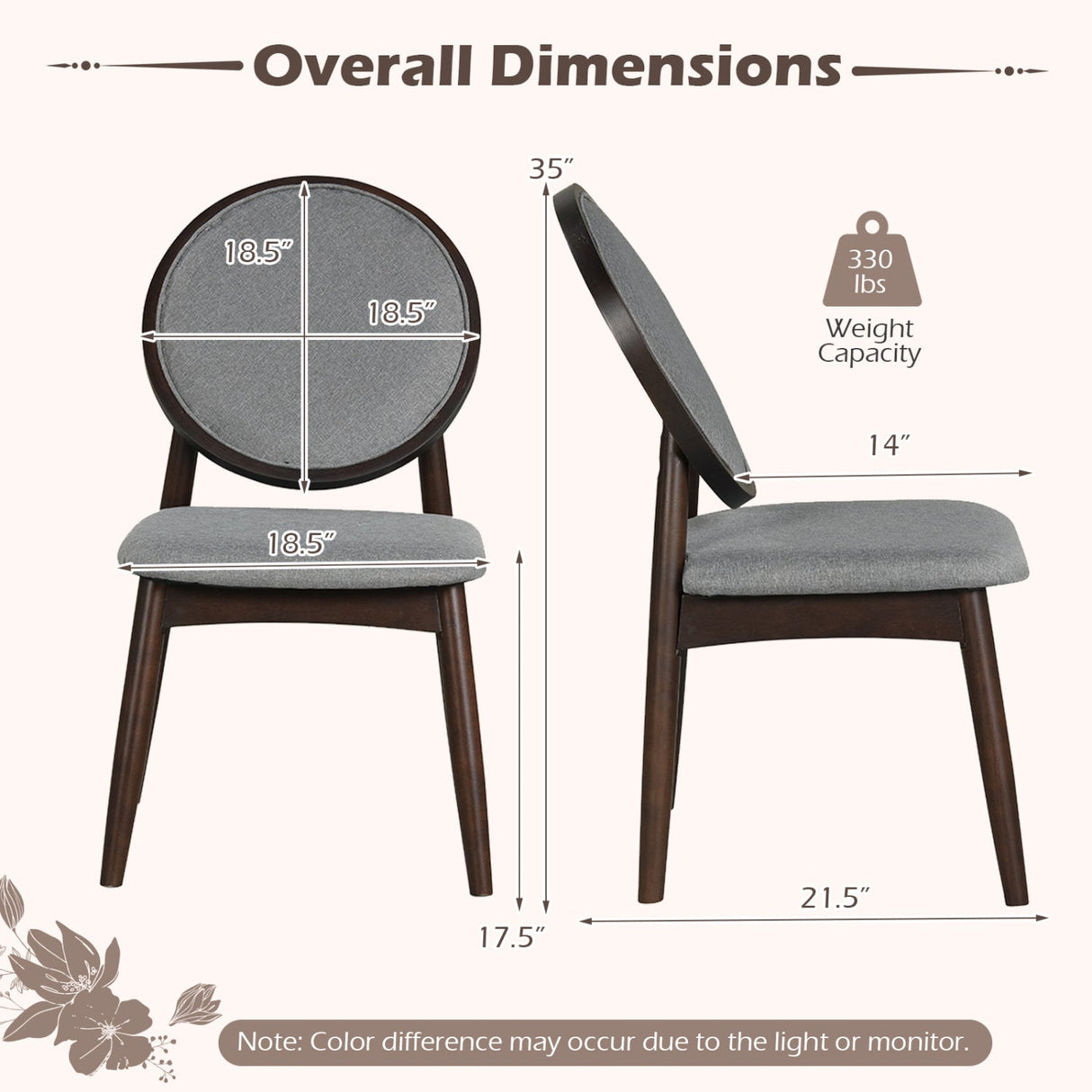 Juego de 2 sillas de comedor tapizadas en lino con asiento acolchado