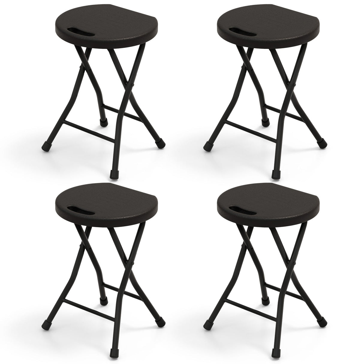 Set of 4 18 Inch Collapsible Round Stools with Handle