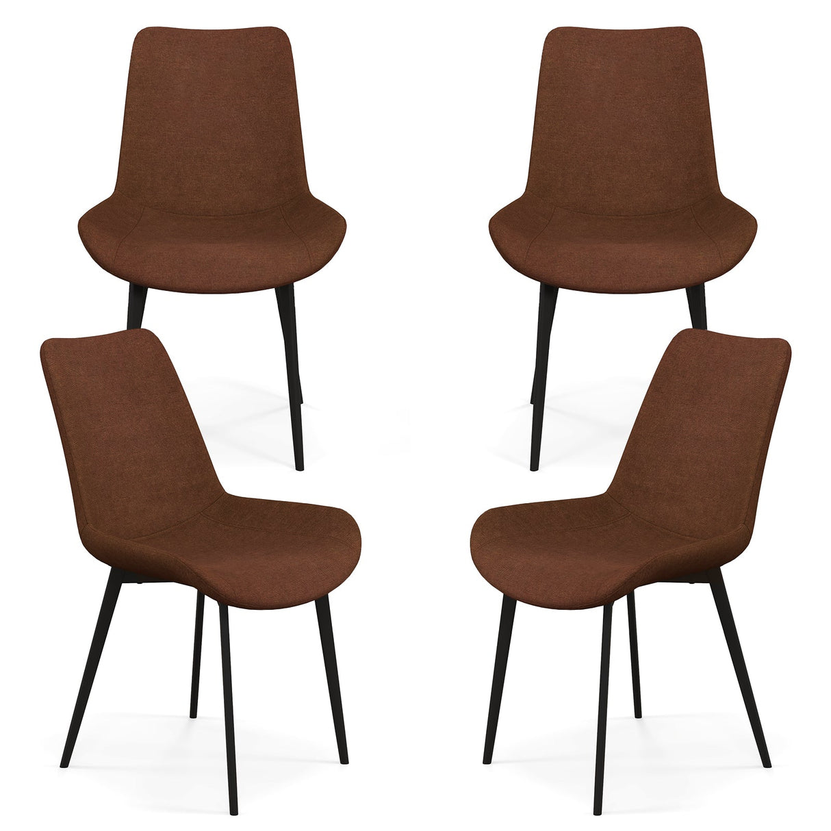 Set of 4 Dining Chair Upholstered with Metal Legs and Padded Backs