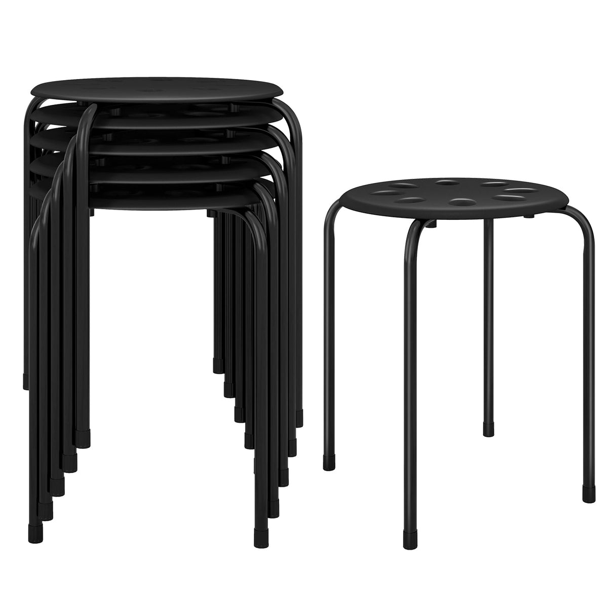Juego de 6 taburetes de plástico portátiles apilables