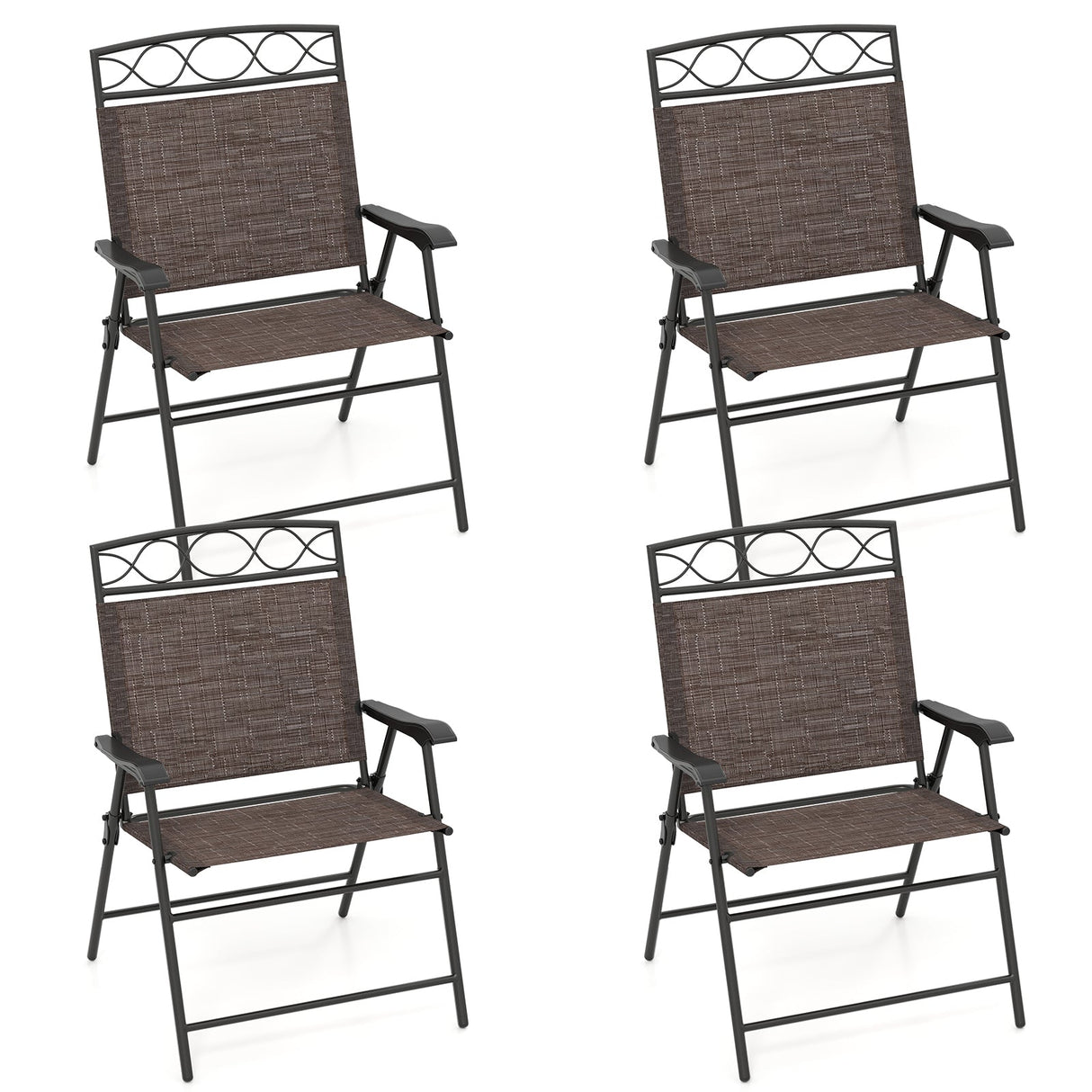 Juego de 4 sillas plegables de patio con reposabrazos para comedor