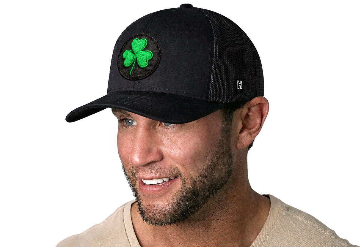 Shamrock Trucker Hat | Black St Patrick's Day Snapback