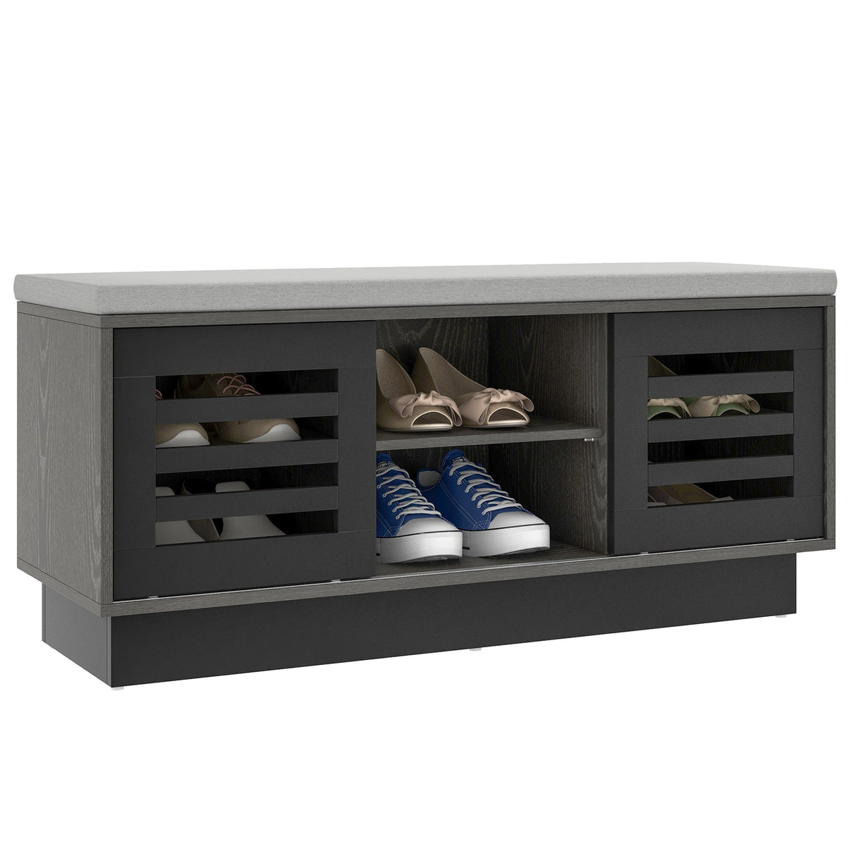 Banco para Zapatos con 6 Compartimentos de Almacenamiento y 3 Estantes Ajustables