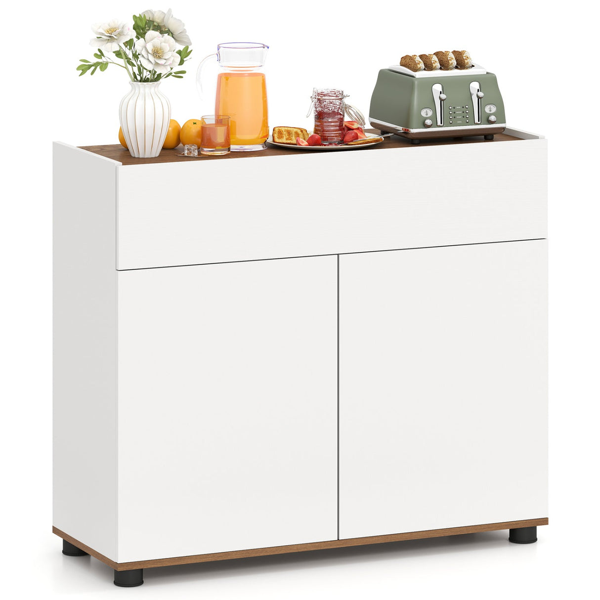 Aparador Auxiliar de Buffet con Almacenamiento, Mueble de Cocina de Madera - Negro