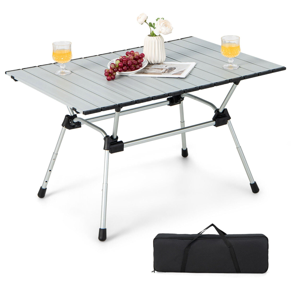 Mesa de camping plegable de aluminio reforzado con bolsa de transporte