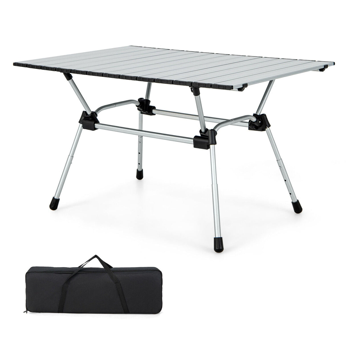 Mesa de camping plegable de aluminio reforzado con bolsa de transporte