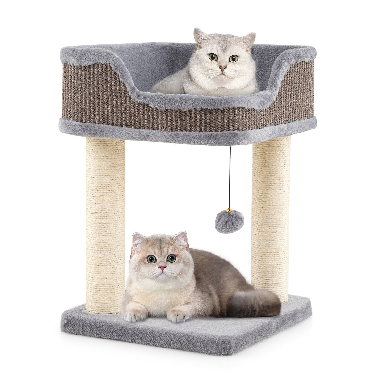 Small Cat Tree for Indoor Cats Kitty Tower with Comfy Plush Perch Sisal Scratching Posts-Gray